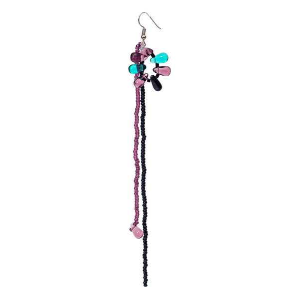 AZURE upcycled black and purple made of seed and glass beads earring for a touch of elegant jewelry Dorilou