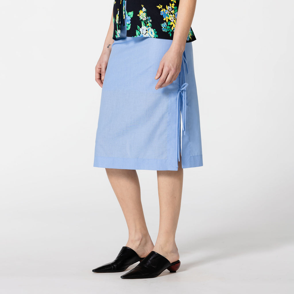 SOFIA blue cotton poplin mid-skirt for a picnic date Dorilou
