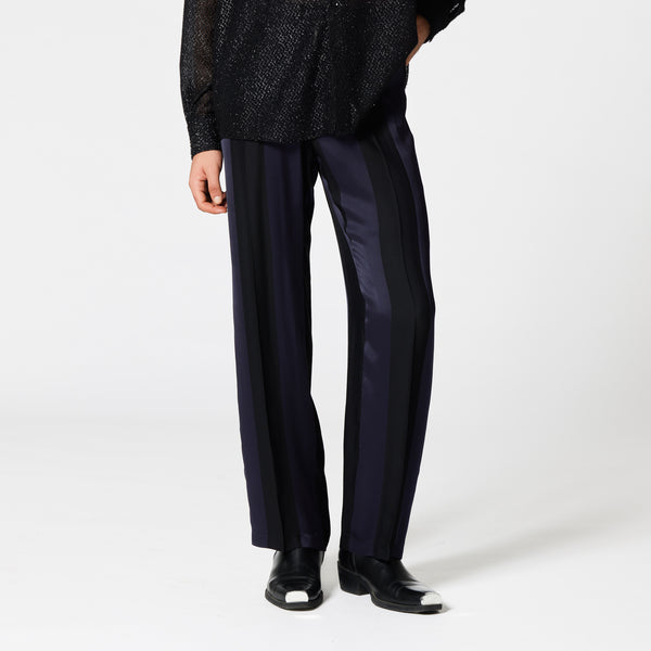 RUBY black and navy viscose double-pleat trousers for a dinner date Dorilou