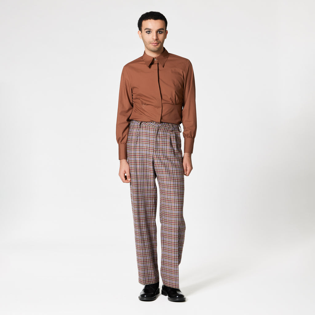 RUBY grey wool double-pleat trousers warm and classy office outfit Dorilou