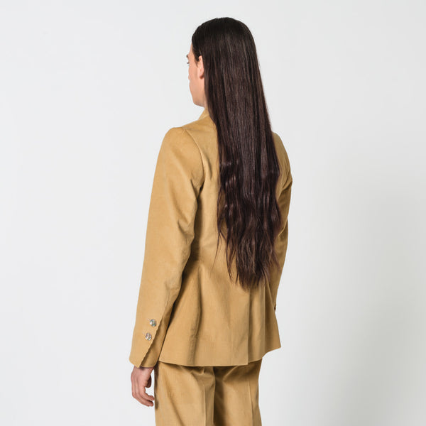 CLAUDE beige cotton corduroy tailored jacket made from overstock fabric for formal events Dorilou
