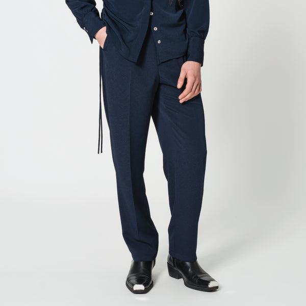 DORIS comfortable navy pleated trousers for business meeting Dorilou