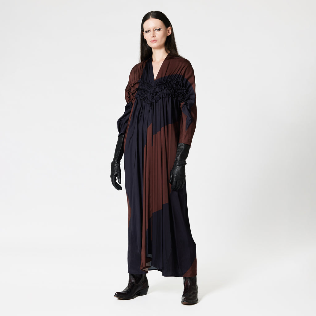 ROMY black and brown viscose dress for an elegant occasion Dorilou