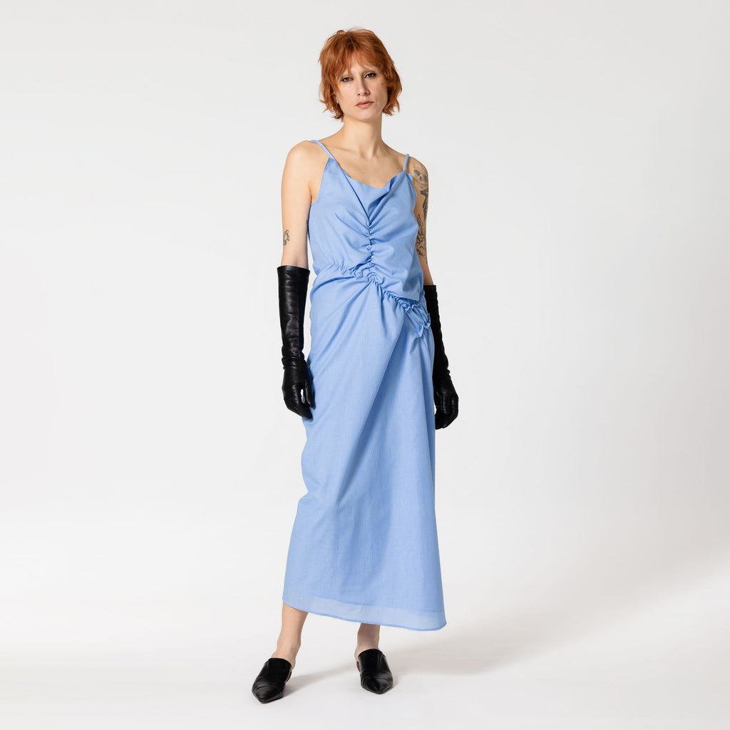 DAKOTA blue cotton melting dress bridal look dorilou DAKOTA blue cotton melting dress bridal look dorilou
