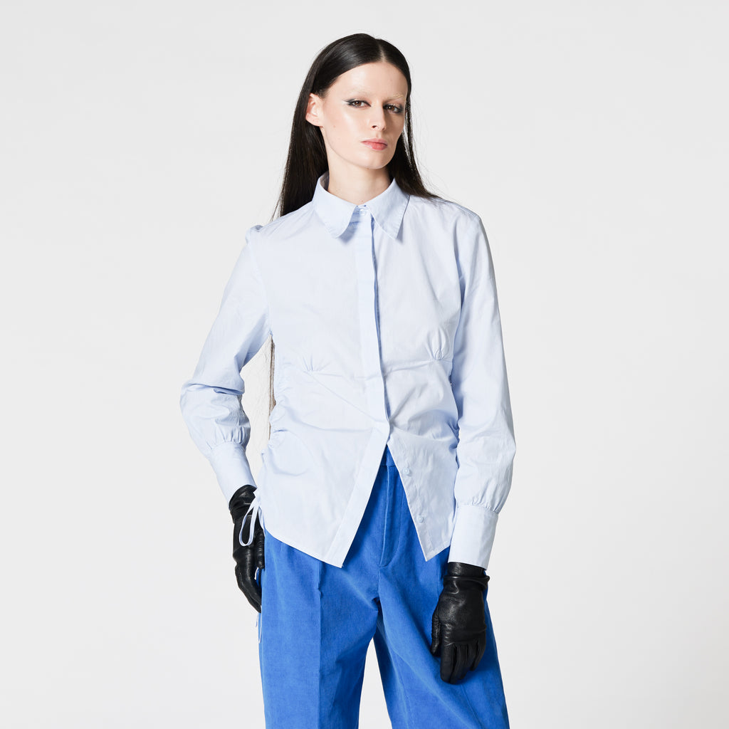 JANINE light blue cotton shirt for a dinner with friends Dorilou