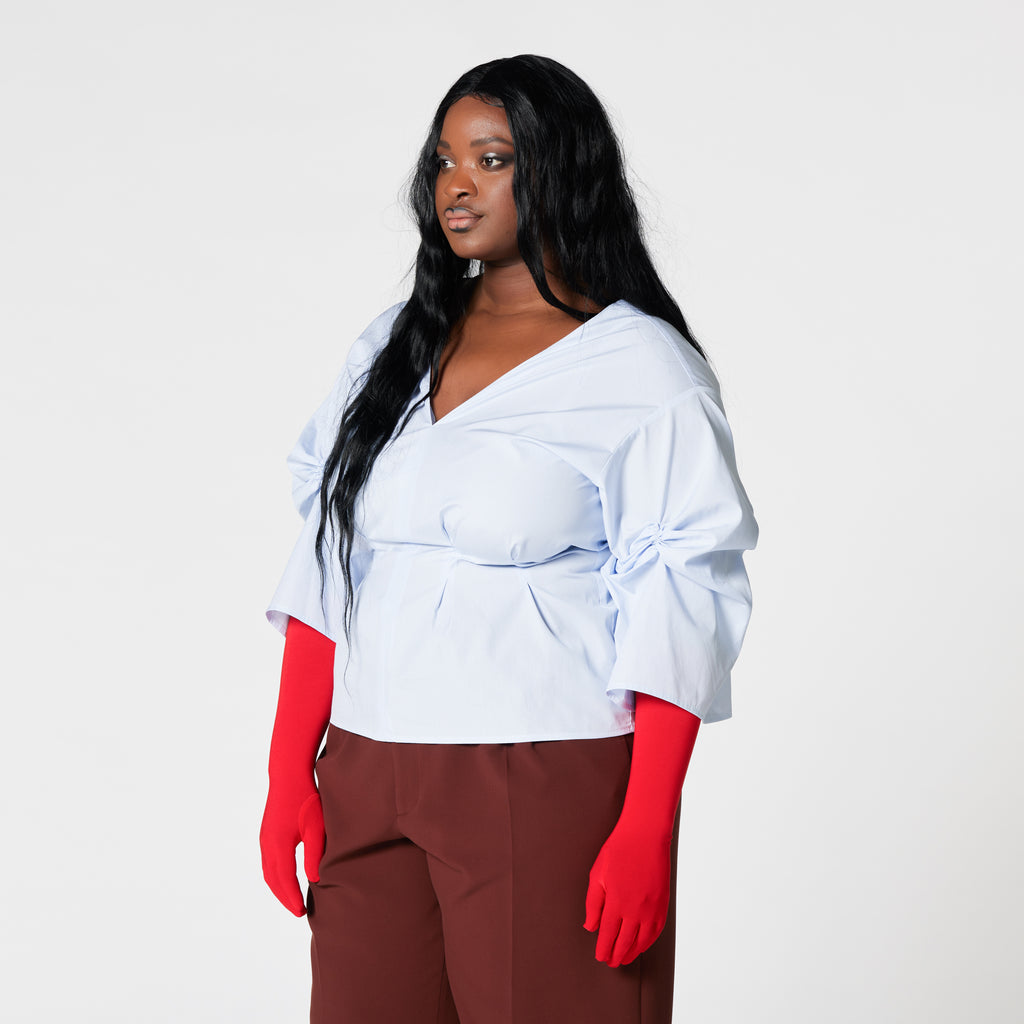 ASHLEY blue cotton blouse dinner friends – dorilou