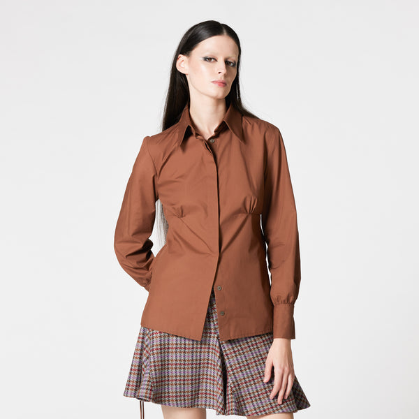 JANINE brown cotton shirt dressing up for the office Dorilou