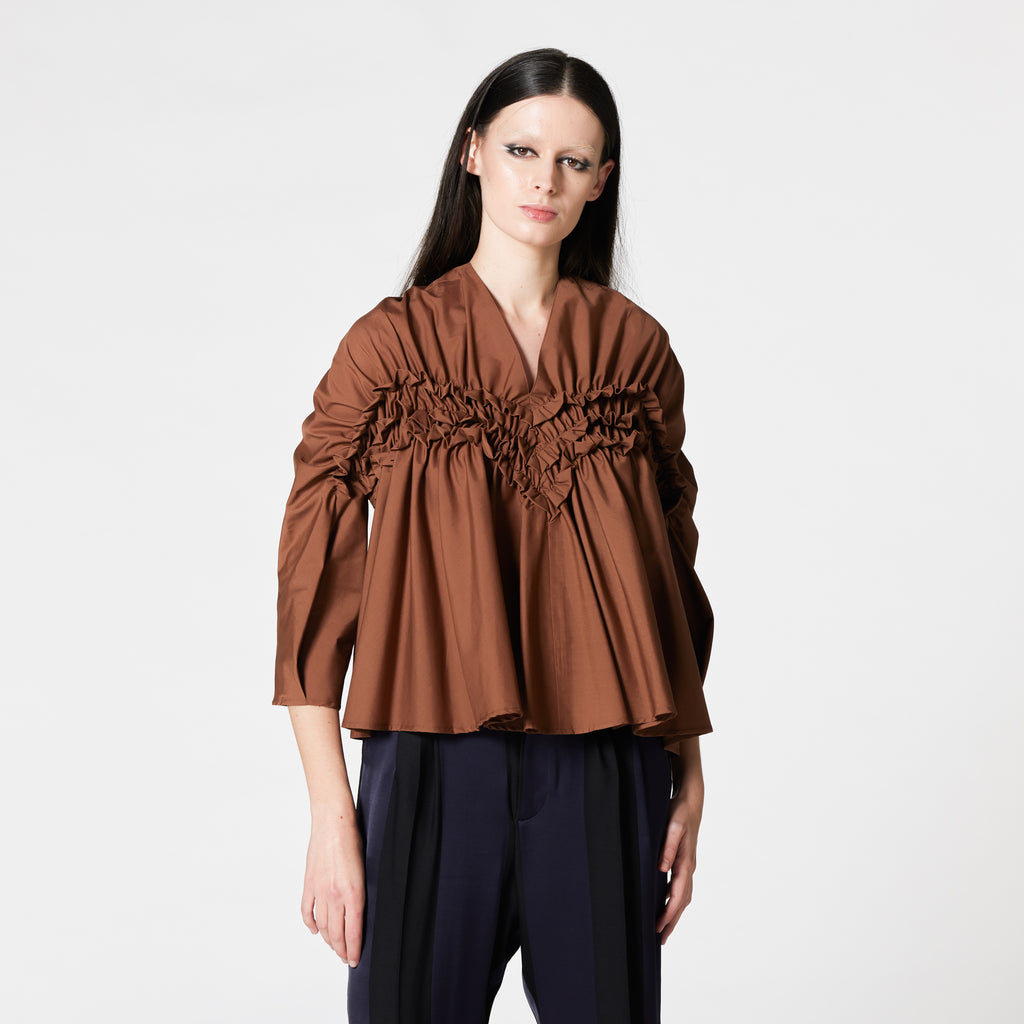 IVY brown cotton blouse for an elegant dinner outfit Dorilou