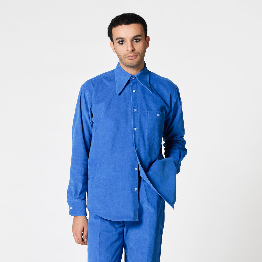 RORY blue cotton shirt for a pop of colour in your office outfit Dorilou