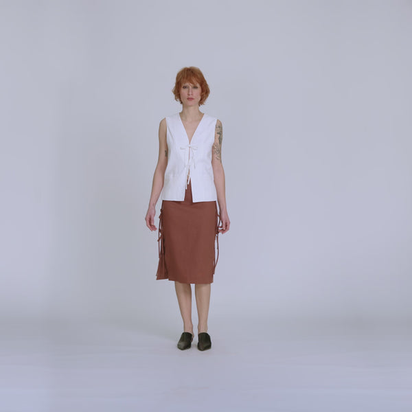 SOFIA brown linen skirt for summer special occasions Dorilou