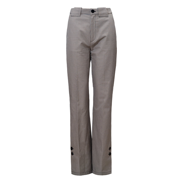 SKY blue cotton straight cut checked trousers for dressing up at the office Dorilou